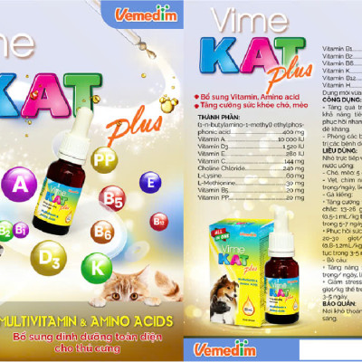 Vemedim Vimekat plus Bổ Sung Vitamin Tăng Sức khỏe, Nhanh Phục Hồi cho Chó Mèo, Chim Cảnh, Gà đá