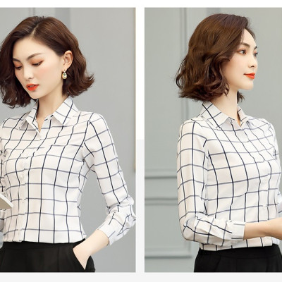 Sơ mi nữ công sở phối caro 150