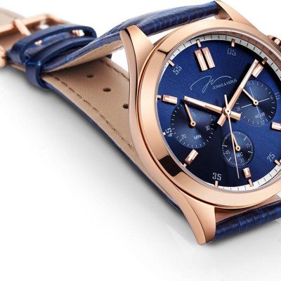 Đồng hồ đeo tay Nam hiệu JONAS & VERUS Y00820-Q6.PPLLL, Máy Pin (Quartz), Kính sapphire chống trầy xước, Dây Da Italy