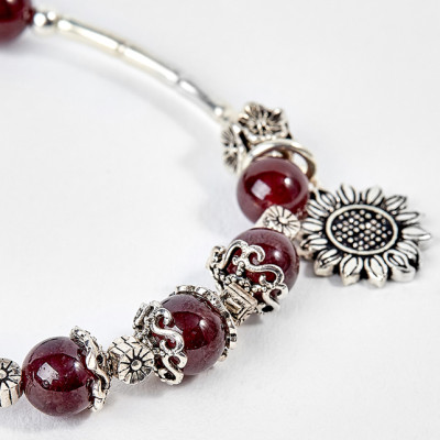 Vòng Đá Garnet Phối Charm Hồ Ly 9 Đuôi Bạc Ngọc Quý Gemstones