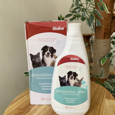 Xịt khử mùi và kháng khuẩn cho chó mèo và mầm bệnh chuồng trại Deodorizing Spray Bioline 500ml