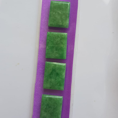 BỘ Lắc Tay Mới 4 viên Hình Chữ Nhật Vuông Xanh Ngọc Tươi đều bóng đẹp Size Dài 14mm x Ngang 12mm x cao 3mm Đá Ngọc Cẩm Thạch tự nhiên Nữ mệnh mộc hỏa thủy bọc vàng đeo đẹp sang món quà tặng ý nghĩa gửi đến Mẹ và người thân ạ