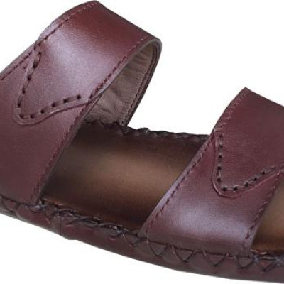 Dép nam quai ngang TRƯỜNG HẢI  đế âm dép hai quai da bò thật cao cấp mặt đê cao su chống mòn không trơn THQN611 