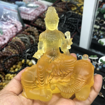 Tượng Phật bản mệnh Phổ hiền bồ tát phong thủy đá lưu ly đặt taplo xe ô tô, bàn làm việc