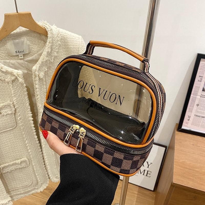 Túi đựng mỹ phẩm trong suốt đa năng đi du lịch, túi đựng đồ cá nhân hai tầng