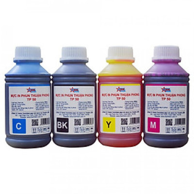 Bộ 4 Màu Mực in phun Thuận Phong TP50 (500ml) dùng cho máy in phun Epson, HP, Canon - Hàng Chính Hãng