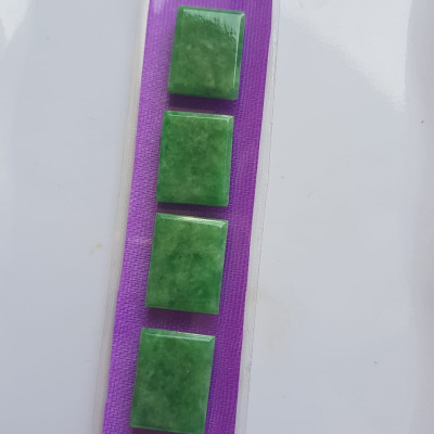 BỘ Lắc Tay Mới 4 viên Hình Chữ Nhật Vuông Xanh Ngọc Tươi đều bóng đẹp Size Dài 14mm x Ngang 12mm x cao 3mm Đá Ngọc Cẩm Thạch tự nhiên Nữ mệnh mộc hỏa thủy bọc vàng đeo đẹp sang món quà tặng ý nghĩa gửi đến Mẹ và người thân ạ