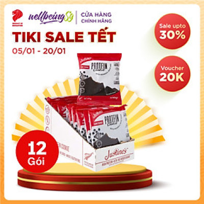 Bánh Quy Sô Cô La Mềm Justines Protein Cookie, Phù Hợp Chế Độ Ăn Kiêng Keto, Không Đường, Không Chứa Gluten Và Lúa Mì, Bổ Sung Đạm, Xơ Và Canxi, Hộp 12 Cái