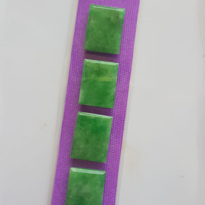 BỘ Lắc Tay Mới 4 viên Hình Chữ Nhật Vuông Xanh Ngọc Tươi đều bóng đẹp Size Dài 14mm x Ngang 12mm x cao 3mm Đá Ngọc Cẩm Thạch tự nhiên Nữ mệnh mộc hỏa thủy bọc vàng đeo đẹp sang món quà tặng ý nghĩa gửi đến Mẹ và người thân ạ