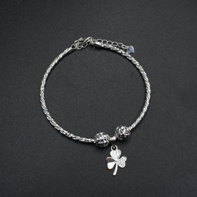 Lắc Tay Bạc Nữ Kiểu Xoắn Kép Mix Charm Xinh BẠC HIỂU MINH LTU653 