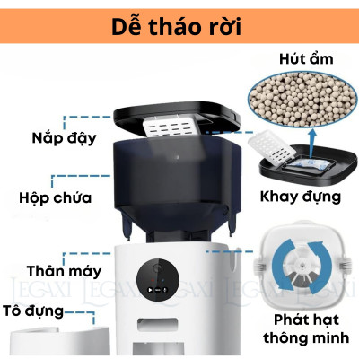 [XÃ LỖ] Máy Cho Ăn Tự Động Chó Mèo Pet Thú Cưng Dung Tích 6 Lít Camera Kết Nối Bluetooth App Ghi Âm Dudupet Cat Dog Legaxi