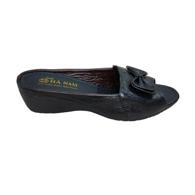 Dép Nữ Quai Ngang Đế Xuồng HÀ NAM Da Bò Thật Cao Cấp DNU2138