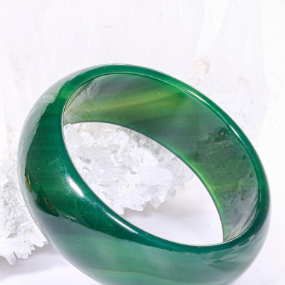 Vòng tay đá mã não xanh bản hẹ dày ni 58 mệnh hoả, mộc - Ngọc Quý Gemstones