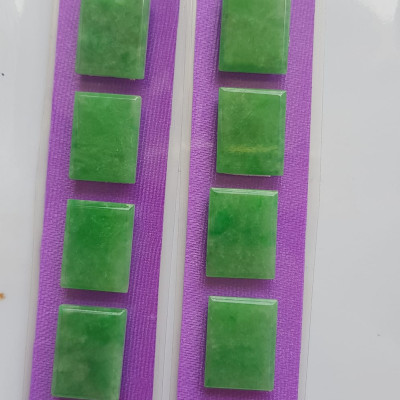 BỘ Lắc Tay Mới 4 viên Hình Chữ Nhật Vuông Xanh Ngọc Tươi đều bóng đẹp Size Dài 14mm x Ngang 12mm x cao 3mm Đá Ngọc Cẩm Thạch tự nhiên Nữ mệnh mộc hỏa thủy bọc vàng đeo đẹp sang món quà tặng ý nghĩa gửi đến Mẹ và người thân ạ
