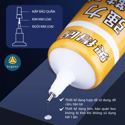 Keo dán giày bền chặt, chống thấm hiệu quả, chất keo lỏng, thiết kế dạng kim dễ dàng sử dụng, tiện lợi - BuyBox - BBPK357