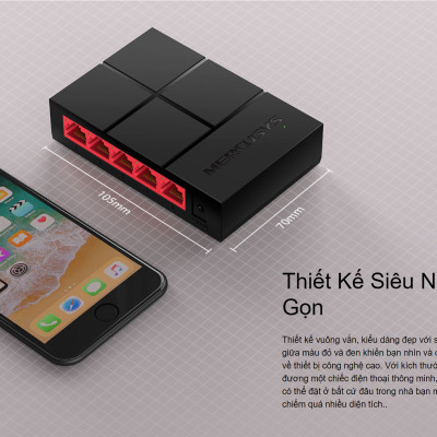 Bộ Chia Tín Hiệu Switch Để Bàn Mercusys MS105G 5 Cổng 10/100/1000 Mbps - Hàng Chính Hãng