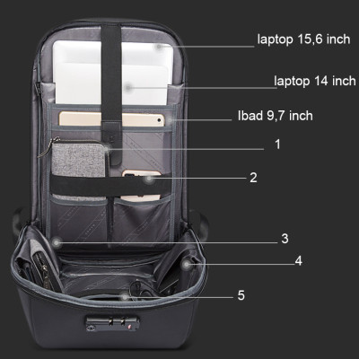 Balo nam thời trang tích hợp chống trộm chống nước cao cấp phong cách châu âu