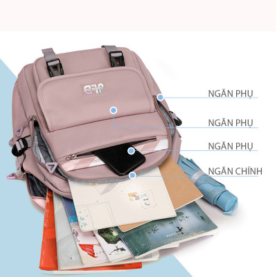 Balo học sinh trung học cho bé gái phong cách Hàn Quốc dày dặn chống tấm nước – HS1026