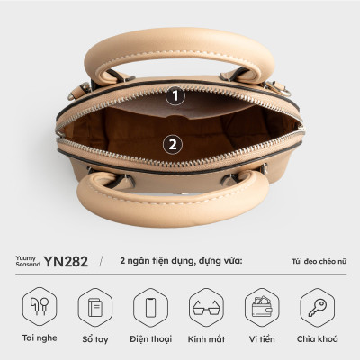 Túi Yuumy ( Thời trang nữ dáng hến size 20-Túi đeo chéo da Seasand YN282 )