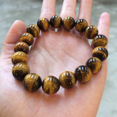 Vòng Tay Phong Thủy đá Mắt Hổ Nâu 12 Ly cho Nam mệnh Kim, mệnh Thổ