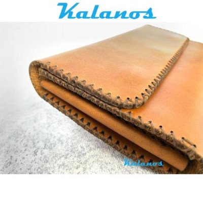 Ví dài cầm tay da bò handmade cao cấp Kalanos KBN710-Bo, Ví da nam nữ đẹp rẻ màu vàng bò