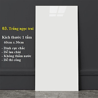 Bộ 10 Tấm Xốp Dán Tường 3D PVC Đá Trắng Ngọc Trai 60x30cm Keo Sẵn Dày 2,5mm Cao Cấp, Sang Trọng 