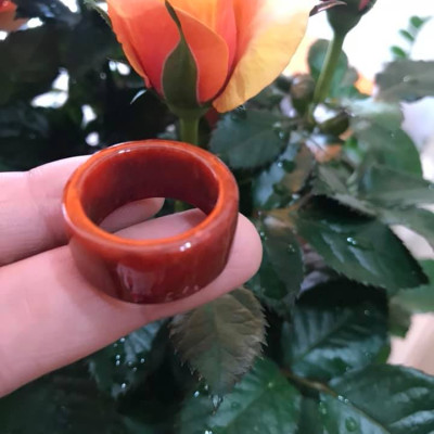 CHIẾC NHẪN VUÔNG ỐNG ĐỎ ĐẬM ĐẸP ĐÁ CẨM THẠCH MAY MẮN SIZE 17MM BẢN CAO 9,5MM  AC  MẠNG HỎA VÀ THỔ 