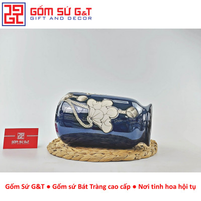 Lọ hoa men hỏa biến dáng đầm vẽ sen Gốm Sứ G&T