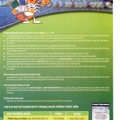 Sản phẩm men vi sinh làm sach ao hồ nuôi thủy sản BZT BIO