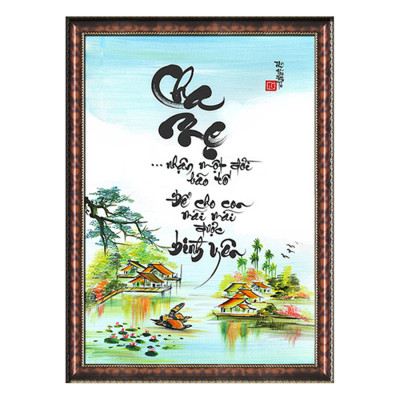 Tranh Thư Pháp CÔNG CHA NGHĨA MẸ (TP_41X56-15) (41 x 56 cm) Thế Giới Tranh Đẹp