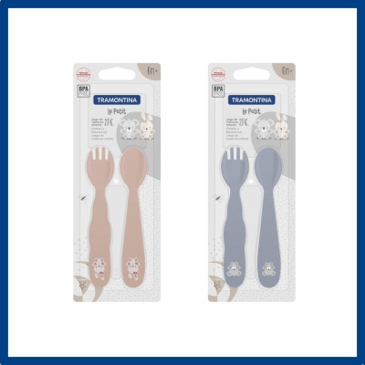 Thìa Dĩa Ăn Dặm Cho Bé Thương hiệu Tramontina Thiết Kế Hoạt Hình Dễ Thương Chất Liệu An Toàn Không Chứa BPA Sản Xuất Tại Brazil