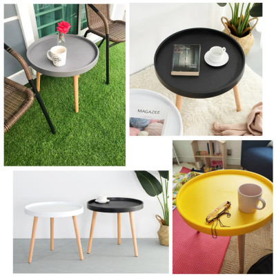 Bàn café hình tròn chân gỗ cách điệu ECOFURNIX BG2121