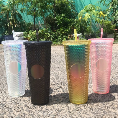Ly nước hoạ tiết vân kim cương lấp lánh 2 lớp chất liệu PP cao cấp BPA Free cách nhiệt - hàng chính hãng
