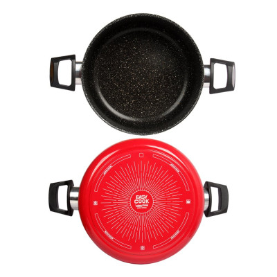 [Tặng cặp nhấc nồi silicon cao cấp] Bộ nồi chảo chống dính vân đá cao cấp Hàn Quốc Kims Cook dày dặn, nắp kính cường lực size 20+24 cm và chảo sâu lòng size 28cm