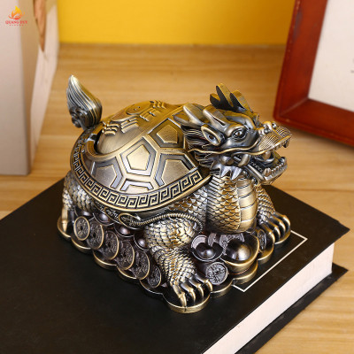 Gạt tàn thuốc Long Quy kéo dây đồng tiền tài lộc độc đáo