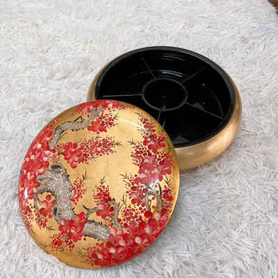 Hộp đựng bánh mứt trơn 6 ngăn sơn mài Thanh Bình Lê hàng xuất khẩu đẹp, sang trọng