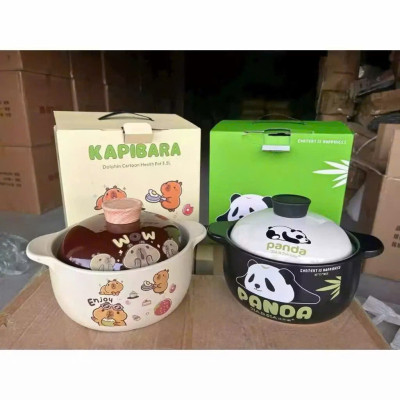 Nồi Gốm Đất Sứ Tráng Men Kho Cá, Nấu Cháo, Nấu Mỳ Họa Sĩ Hoạt Hình – Dung Tích 3.5L, Sử Dụng Tất Cả Các Loại Bếp - HÀNG CHÍNH HÃNG MINIIN