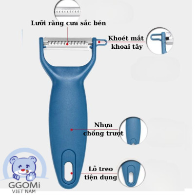 Hàng chính hãng: Nạo nhỏ lưỡi răng cưa GGOMi Hàn Quốc GG602. Dùng để bào nạo vỏ, nạo sợi rau củ quả