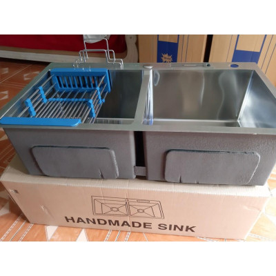 CHẬU RỬA CHÉN INOX 304 QK 81cm*48cm*23cm,CÓ VẮT DAO,ÚP THỚT,CHUẨN INOX 304