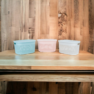 Giỏ Nhựa Đựng Đồ Đa Năng Có Nắp Đậy Cao Cấp Nhật- Đựng Sách Vở Đồ Cá Nhân Mỹ Phẩm Quần Áo Chăn Gối Ga Mền - Nhiều Màu Nhật Đẹp Có Tay Cầm, Phong Cách Nhật Bản Đơn Giản, Tiện Dụng, Vật Liệu An Toàn