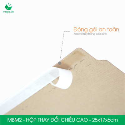 MBM2 - 25x17x6cm - Combo 100 Hộp carton thay đổi chiều cao - Thùng carton đóng hàng