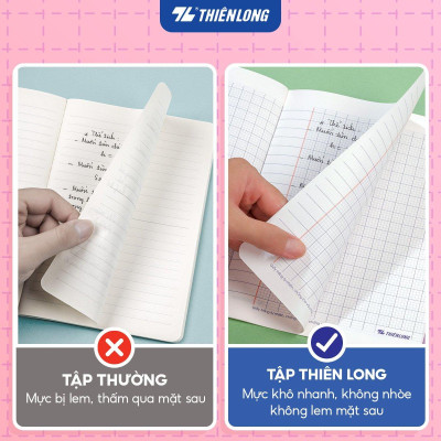 Combo 5/10 Tập học sinh chống lóa 96 trang 4 ô ly vuông 2mm 100gsm Thiên Long NB-117/AK - PB Akooland - Mẫu ngẫu nhiên