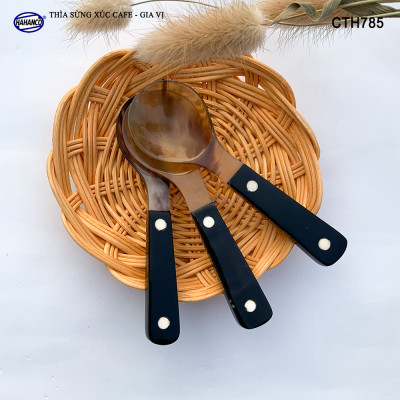 Thìa/Muỗng bằng sừng khảm 2 chấm cao cấp xuất Nhật - Xúc gia vị, cafe, deccor - An toàn cho sức khỏe - CTH785