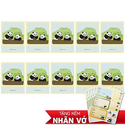Combo 10 Tập Học Sinh Fluffy Panda - Miền Nam - 4 Ô Ly - 96 Trang 80gsm - The Sun 01 - The Sun 03 - Tặng Nhãn Vở Kèm Sticker