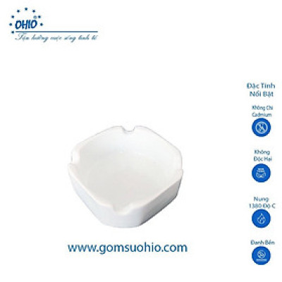 Gạt Tàn Vuông Sứ Trắng OHIO