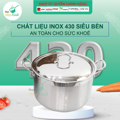 Nồi luộc gà cao cấp FiveStar Standard 3 đáy từ N32-3D nắp inox 32cm , tặng 2 muỗng canh