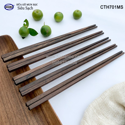 Đũa gỗ Tự nhiên trơn cao cấp (10 đôi) Chopstick of HAHANCO - CTH701MS - Sang trọng trên bàn ăn gia đình