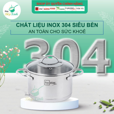 Bộ Nồi Inox 304 Bếp Từ 3 Đáy Kit 5 Món Fivestar Tặng 1 vá canh