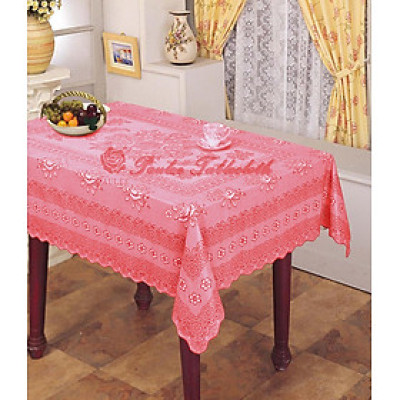 Khăn trải bàn PAULEE - 856B (150cm x 264 cm) KHÔNG THẤM NƯỚC - HOA VĂN ĐỎ ĐÔ.