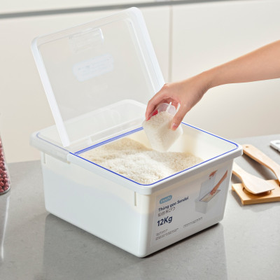 Thùng Đựng Gạo Cao Cấp Thông Minh Chuẩn Nhật Bản Sendai 12kg ( Tặng kèm khăn lau pakasa và ca đong) - Hàng Chính Hãng 